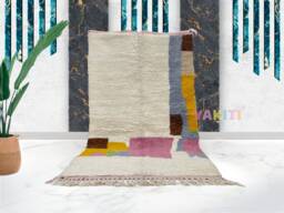 Yakiti - 5X8Ft Moroccan Rug, Beni Ourain Area Modern Wool Living Room Beniourain Handmade Soft Carpet, 147 cm X 260 - thumbnail 1