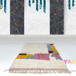 Yakiti - 5X8Ft Moroccan Rug, Beni Ourain Area Modern Wool Living Room Beniourain Handmade Soft Carpet, 147 cm X 260 - thumbnail 2
