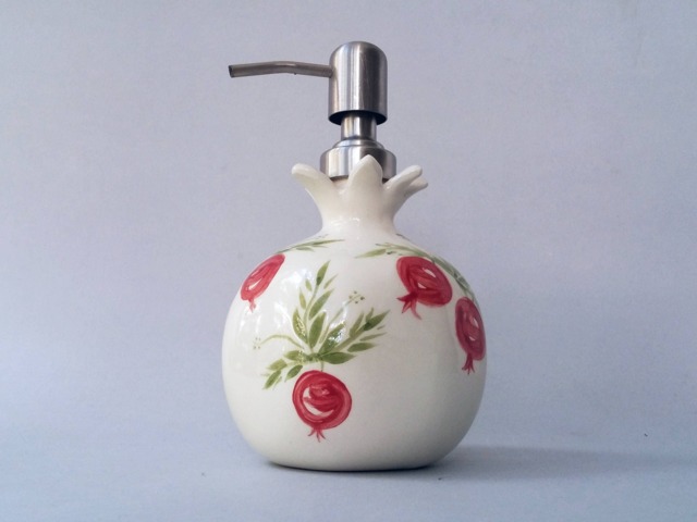Handmade Ceramic Soap Dispenser Retro Pomegranate Design - image 1