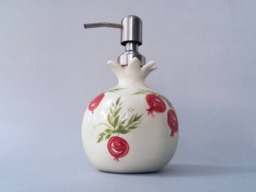 Handmade Ceramic Soap Dispenser Retro Pomegranate Design - thumbnail 1