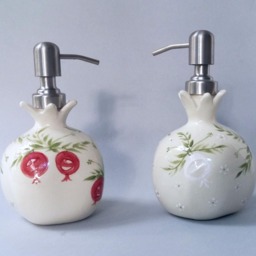Handmade Ceramic Soap Dispenser Retro Pomegranate Design - thumbnail 4