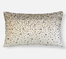 Hand Embroidered Beaded Velvet Pillow Cover, Cream & Antique Gold - Bmcc040 - thumbnail 1