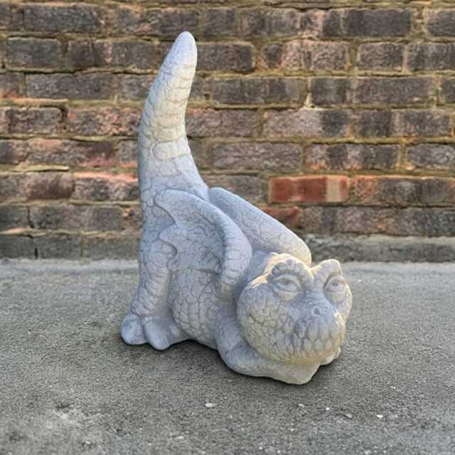 Garden Dragon Statue Concrete Baby Sculpture Cement Animal Decoration Handmade Ornament Dragon Lover Gift Front Door Figurine - image 1