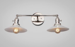 Vintage Art Deco Double Sconce - Wall Mount Industrial Light with Opal & Copper Shade