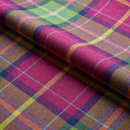 Pink Tartan Wool Cushion - Cerise, Navy & Green Check Feather Filled Made in England - thumbnail 2