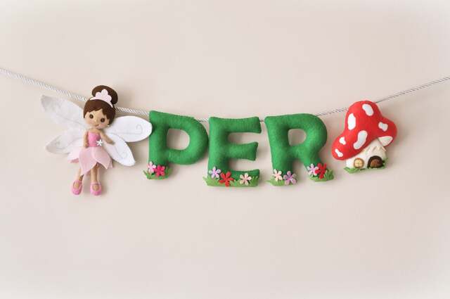 Felt Name Banner Woodland Fairy Nursery Decor - image 1