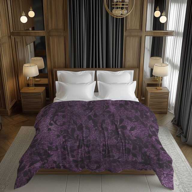 Dark Plum Mute Abstract Grunge Textured Comforter, Contemporary Maximalist Aesthetic Bedding For Moody Eclectic Bedroom D??cor #222 - image 1