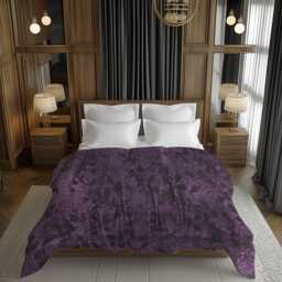 Dark Plum Mute Abstract Grunge Textured Comforter, Contemporary Maximalist Aesthetic Bedding For Moody Eclectic Bedroom D??cor #222