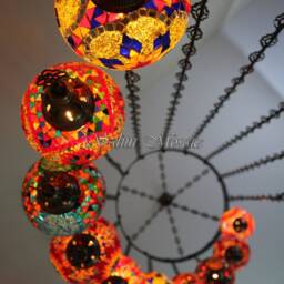 15 Ball Turkish Mosaic Chandelier, Large Globes - thumbnail 4