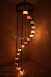 15 Ball Turkish Mosaic Chandelier, Large Globes