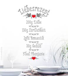 Wall Sticker Love Recipe 2-Colored, Residue-Free Removable Wedding, Wall Decoration Decal Kitchen Ws20E