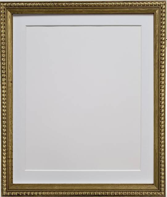 Crown Gold Photo Frame With White Mount, Wooden Bobbin Distressed - image 1