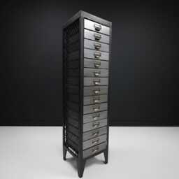 15 Drawer Filing Cabinet Black Metal - Tall Slim Industrial Storage Organiser Multi Unit H126cm W33cm-Office Home Furniturer