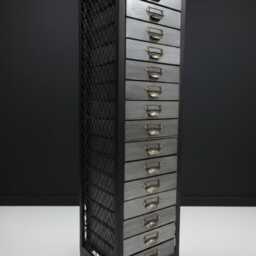 15 Drawer Filing Cabinet Black Metal - Tall Slim Industrial Storage Organiser Multi Unit H126cm W33cm-Office Home Furniturer - thumbnail 4