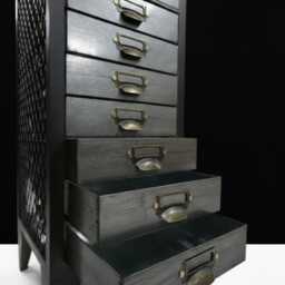 15 Drawer Filing Cabinet Black Metal - Tall Slim Industrial Storage Organiser Multi Unit H126cm W33cm-Office Home Furniturer - thumbnail 2