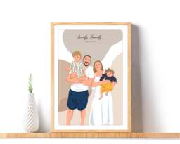 Custom Cartoon Family Portrait Personalized Drawing, Add Loved One To Photo - thumbnail 1