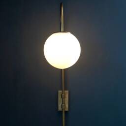 Mid Century Brass Wall Sconce, Globe Light, Hallway Lighting - thumbnail 3