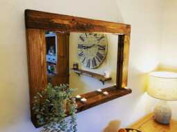 Handcrafted Rustic Wooden Mirror With Shelf - Georgian Mahogany Wax Finish