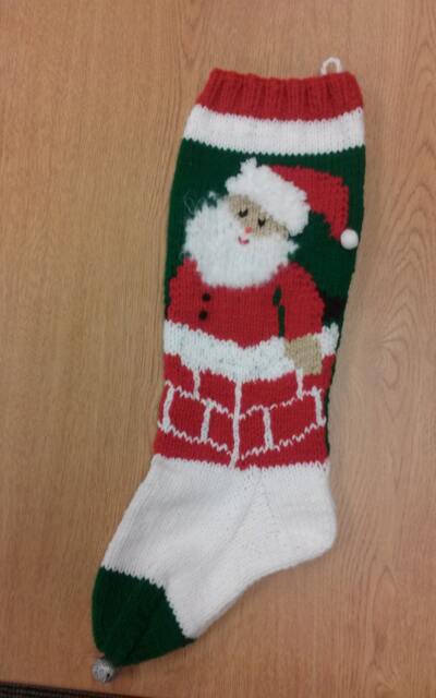Hand Knitted Christmas Stocking - Santa in Chimney-Personalized - image 1