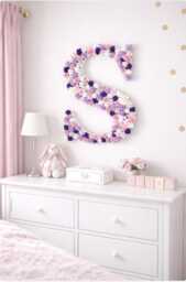 Wooden Letters Door Sign, Flower Letter For Girls Nursery, New Baby Girl Gift - thumbnail 2