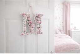 Wooden Letters Door Sign, Flower Letter For Girls Nursery, New Baby Girl Gift - thumbnail 1
