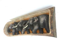 "Wood Carving Elephant Hand Carved Sculpture Elephants Natural Tree Trunk Art Wall Hanging Home Decor/Gift 13""x5.7"
