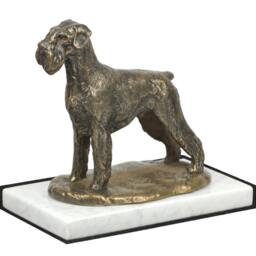 Schnauzer, Dog White Marble Base Statue, Limited Edition, Artdog. Made Of Cold Cast Bronze. Perfect Gift. Limited Edition - thumbnail 3