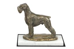 Schnauzer, Dog White Marble Base Statue, Limited Edition, Artdog. Made Of Cold Cast Bronze. Perfect Gift. Limited Edition