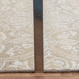8x10 Rug Beige Flower Silver Aqua Handmade Wool Silk Transitional #7212 - 242x300 cms - thumbnail 4