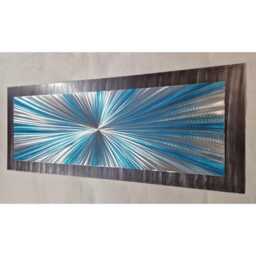 "Modern Metal Wall Art, Teal Silver, " - thumbnail 4