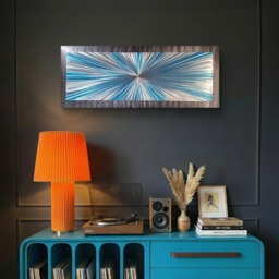 "Modern Metal Wall Art, Teal Silver, " - thumbnail 1