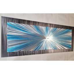 "Modern Metal Wall Art, Teal Silver, " - thumbnail 2