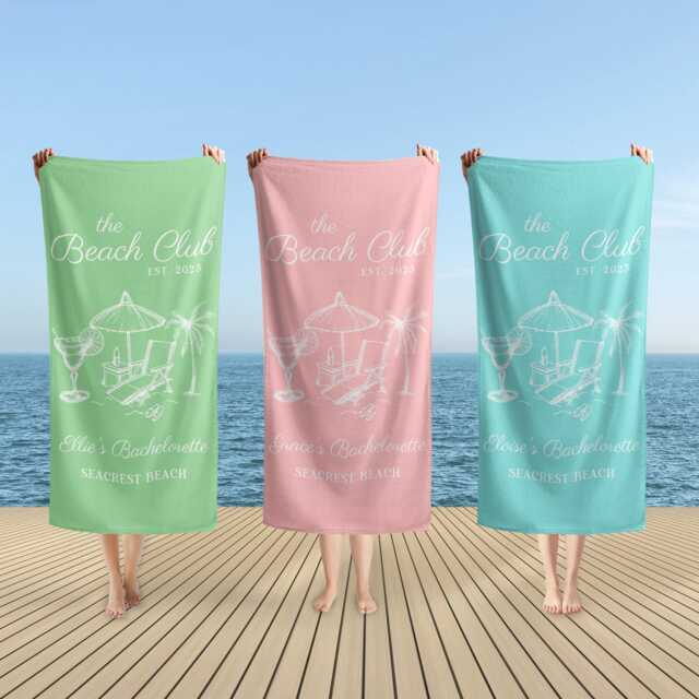 Custom Bach Club Beach Towel, Bachelorette Bridemaid Bath Party Favors, Bridal Shower Gifts - image 1
