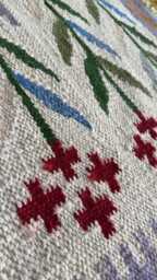 Handmade Swedish Kilim Rug, Geometric Wool, Custom Size - thumbnail 1