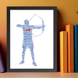 Personalised Archery Word Art Print Gift, Custom Action Figure Cloud Wall Art, Sports Decor Frame Gifts - thumbnail 2