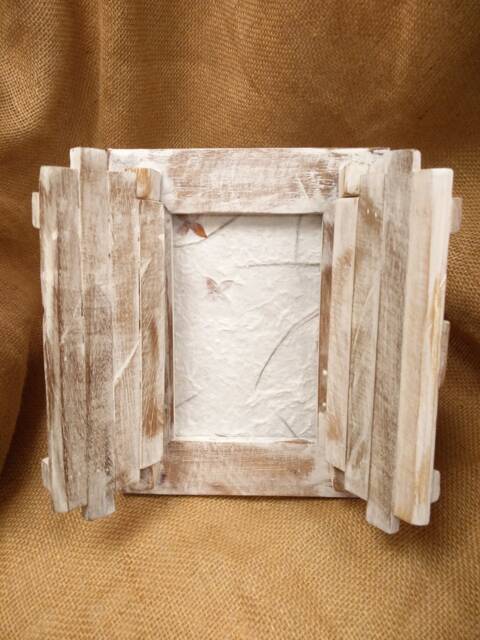 Hand Carved Teak Photo Frame With Doors Fair Trade 6x4 - image 1