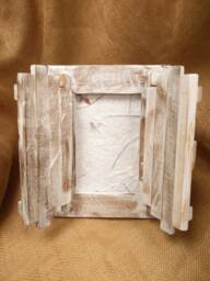 Hand Carved Teak Photo Frame With Doors Fair Trade 6x4 - thumbnail 1