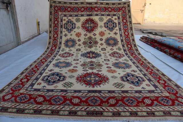7x10 Ft Chubi Ekash Afghan New Luxury Area Rug, Kazak Hand Knotted Rug - Medallion Geometric Rug For Livingroom - image 1