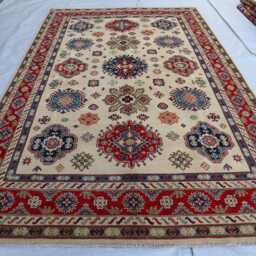 7x10 Ft Chubi Ekash Afghan New Luxury Area Rug, Kazak Hand Knotted Rug - Medallion Geometric Rug For Livingroom - thumbnail 2