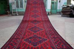 Afghan Runner Rug, 13.3 X 2.9 Ft, Rug, Handmade Soft Wool, Oriental Bokhara Hallway Runner, Long Rug - thumbnail 1