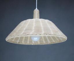Handwoven Rattan Pendant Light, Decor Ceiling Lighting, Flower Base-Shaped Lighting Fixture, Dia 14.5 - thumbnail 1