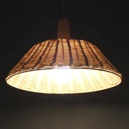 Handwoven Rattan Pendant Light, Decor Ceiling Lighting, Flower Base-Shaped Lighting Fixture, Dia 14.5 - thumbnail 2