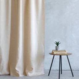 Linen Curtains Teal, Natural, Tab Top Curtain Panel, Shower Curtain, Natural - thumbnail 2