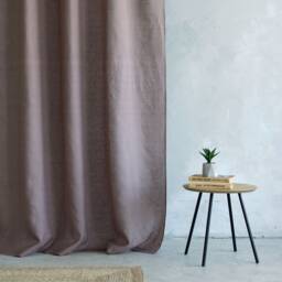 Linen Curtains Teal, Natural, Tab Top Curtain Panel, Shower Curtain, Natural - thumbnail 3