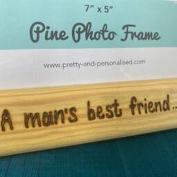 Man's Best Friend Personalised Wooden Photo Frame - Dog Cat Paw Prints Hand Engraved With Any Message 7x5 - thumbnail 2