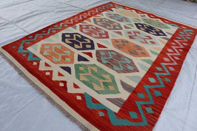 5x7 Ft Tribal New Rug, Flatweave Kilim Oriental Turkmen Afghan Maimana Rug, Vintage Rug For Bedroom, Livingroom - image 1