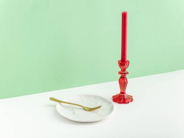 Red Glass Candle Holder - Candlestick Wedding Table Decorations Cosy Room Accessories