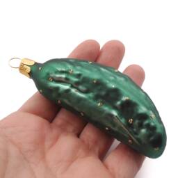 Blown Glass Cucumber Pickle Christmas Tree Ornament Decoration - thumbnail 2