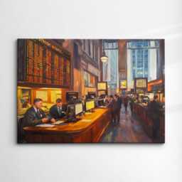 Traders Working Trading Stocks Abstract Oil Painting Finance Money Inspirational Motivational Framed Canvas Wall Art Poster Office Decor - thumbnail 3