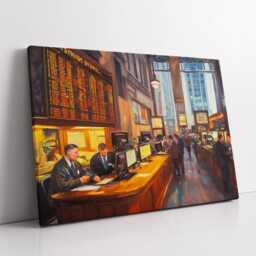 Traders Working Trading Stocks Abstract Oil Painting Finance Money Inspirational Motivational Framed Canvas Wall Art Poster Office Decor - thumbnail 2